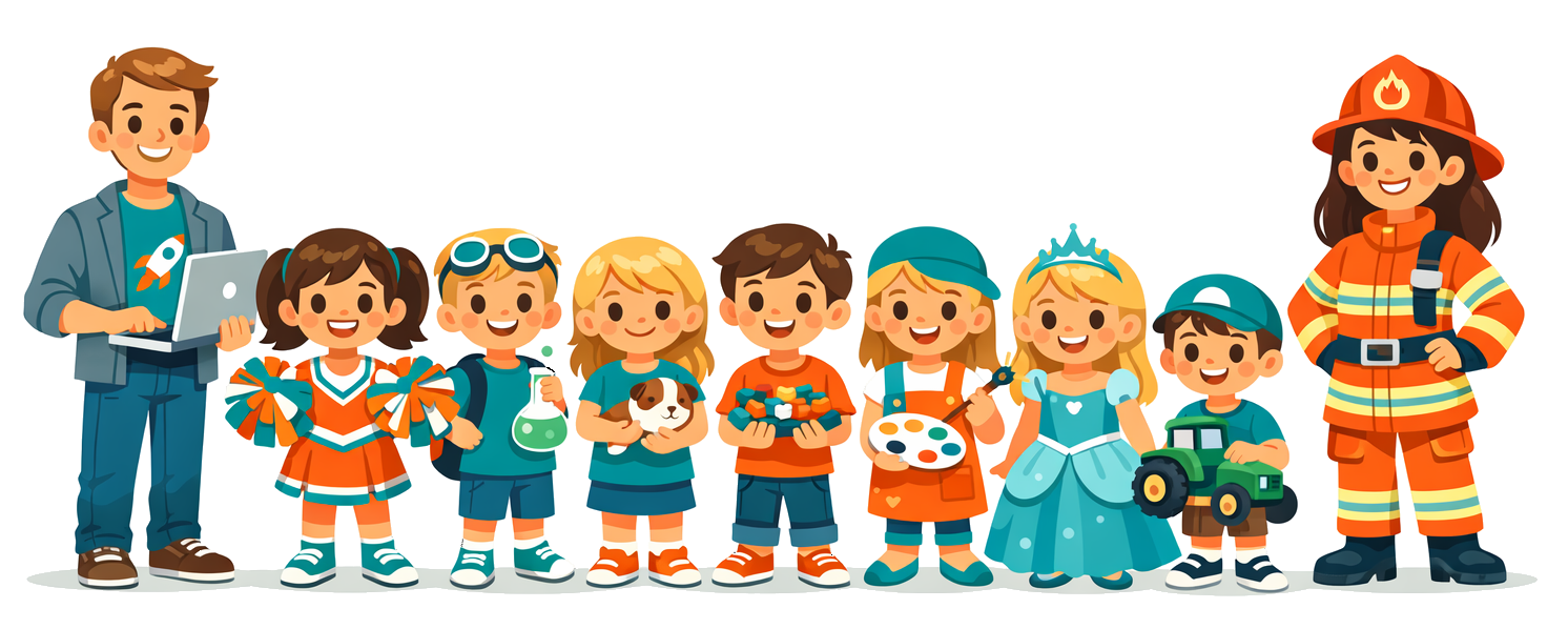 The 7 Lively Kids Family Illustration
