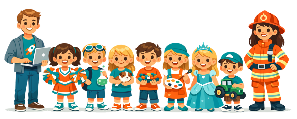 The 7 Lively Kids Family Illustration